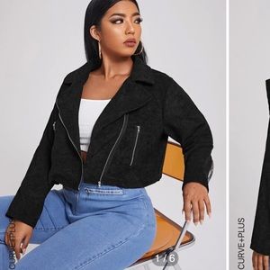 Zip up corduroy moto jacket